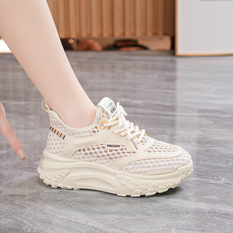 Running Shoes Women's Student 2024 New Summer Daddy Women's Shoes Mesh Breathable Lightweight Softsole Shock-Absorbing Sneakers