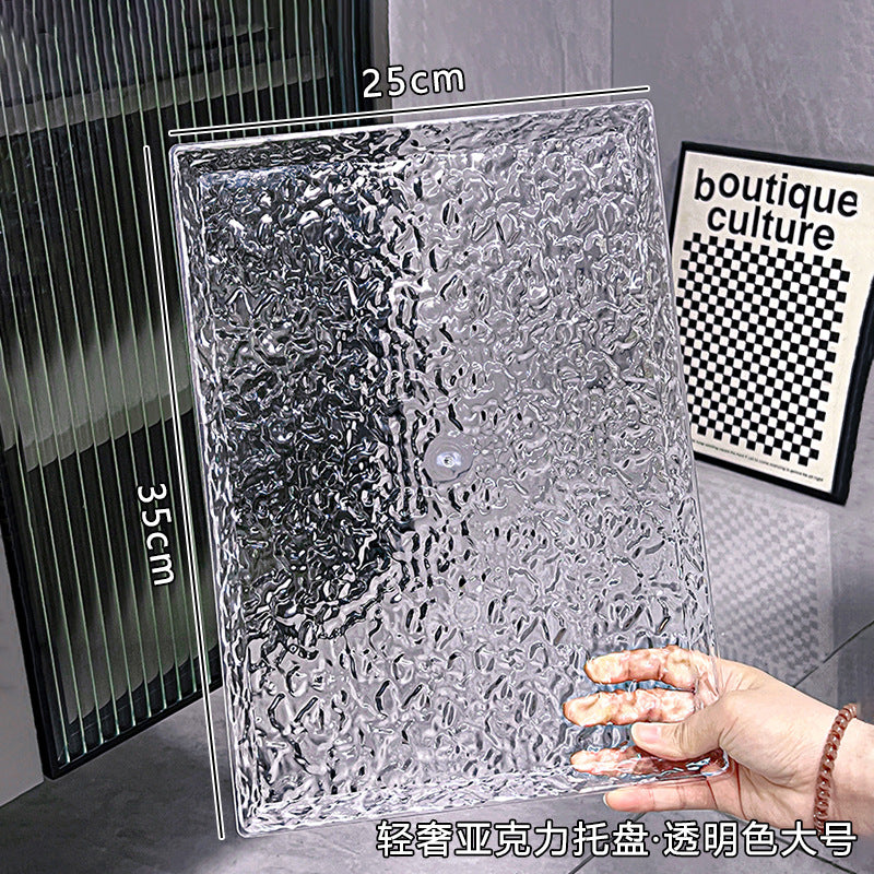 Rectangular tray living room home light luxury high-end acrylic tea tray cup tea set tray multi-functional storage tray