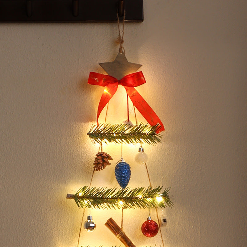 Christmas Christmas decoration wall luminous Christmas tree Christmas ornament pendant pine cone rattan pendant