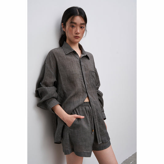 NEIHE Nehe 2025 Casual Ramie Light and Breathable Long Sleeve Sunscreen Women's Shirt Women's Summer 250592