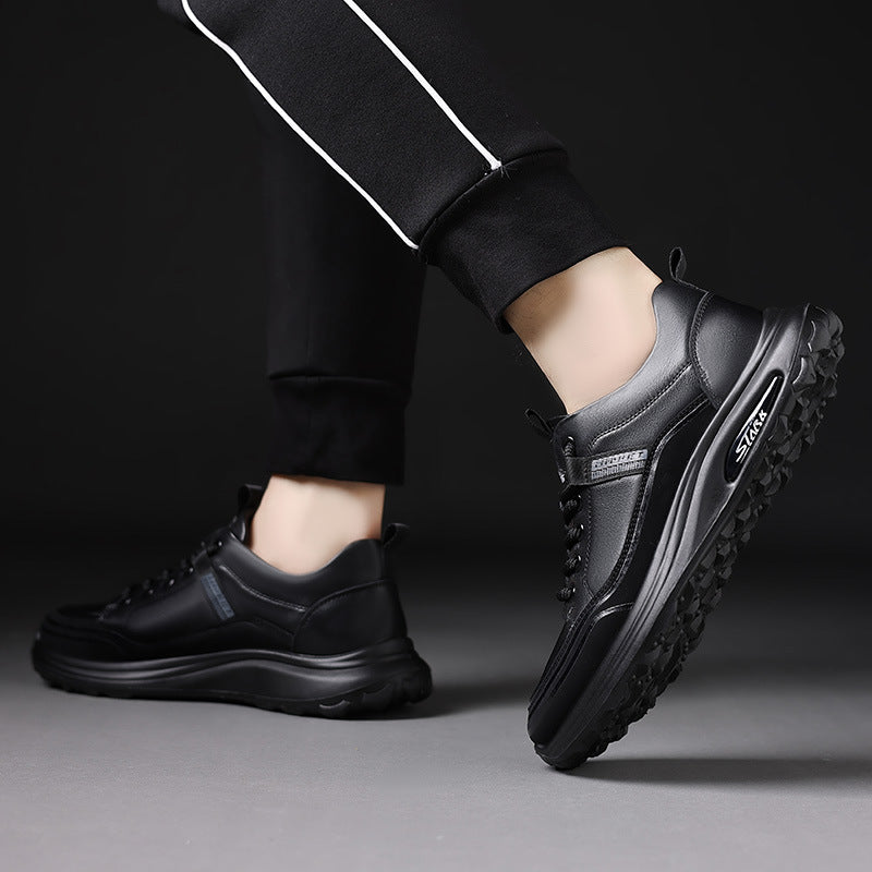 Trendy men's shoes top layer cowhide autumn new sports casual shoes men's lightweight and non-slip daily casual leather shoes men's models