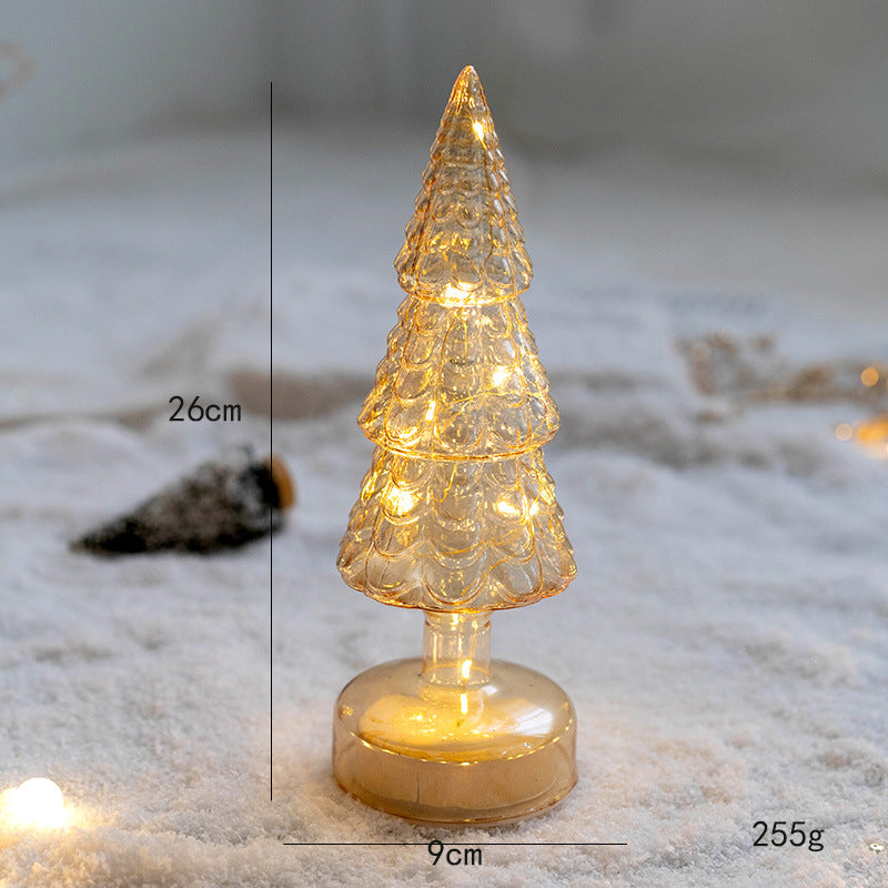 glass christmas tree table top glow ins ornament decorate festive atmosphere party window christmas gifts