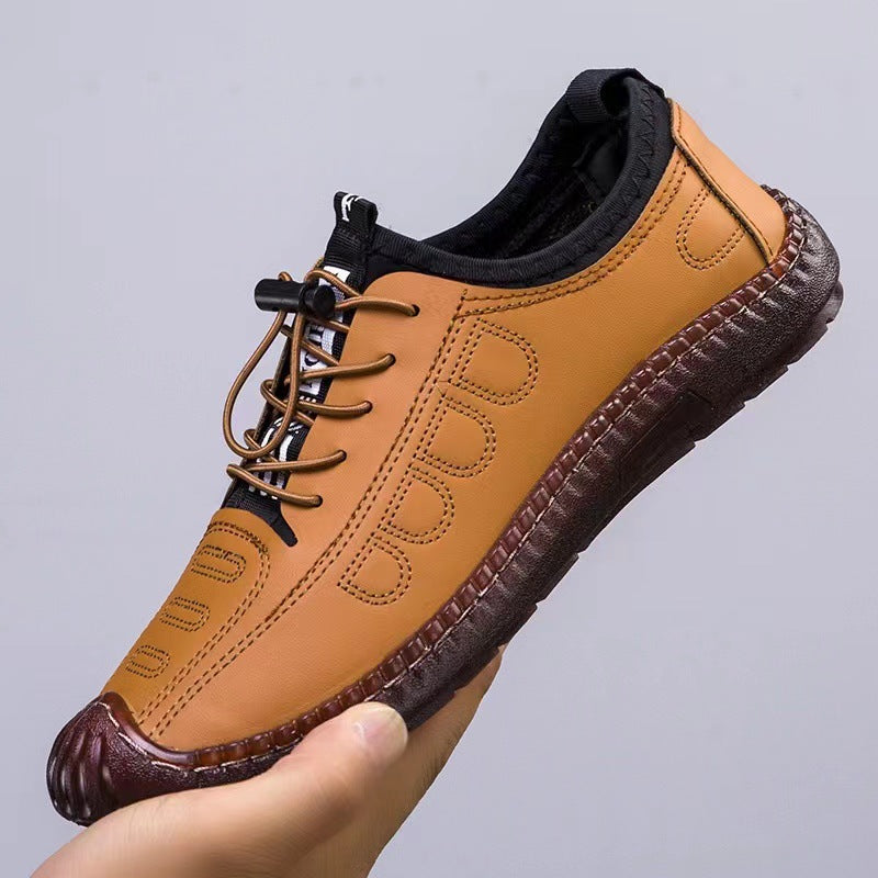 Men's Shoes, Cow Tendon Sole Leather Shoes, Men's Genuine Leather, Business Casual Cut-out Sandals, Men's Non-slip Driving Shoes, Hole Leather Shoes
