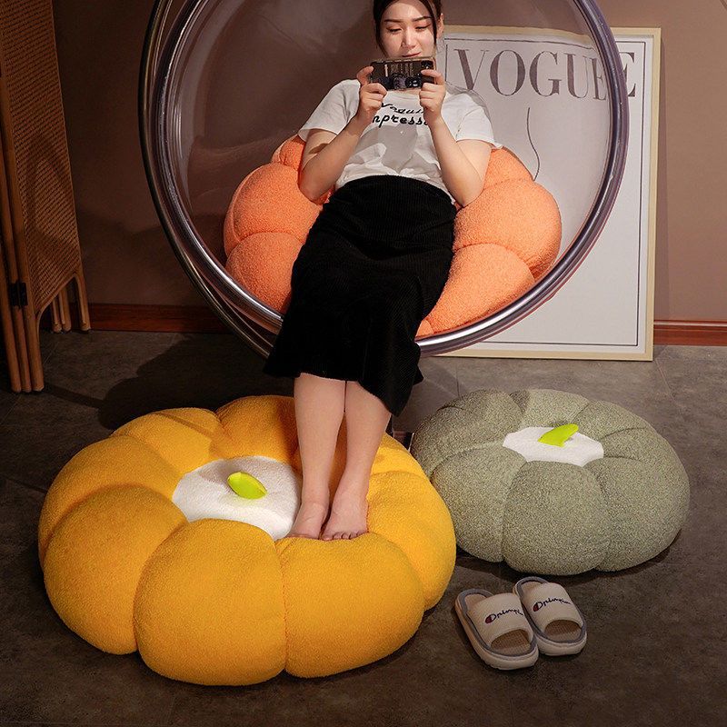 Pumpkin Futon Cushion Cute Creative Round Bedroom Floor Cushion Thickened Fruit Home Bay Window Cushion