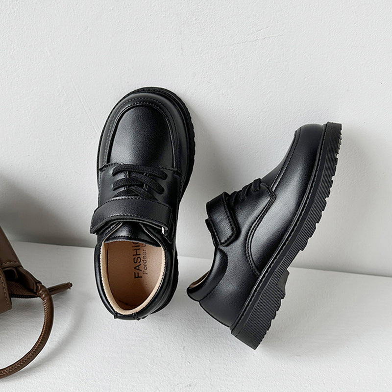 Boys' black patent leather shoes, small flower children's dresses, single shoes, primary and secondary school performance shoes, foreign trade cross-border