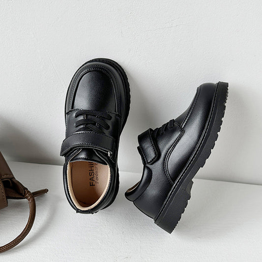 Boys' black patent leather shoes, small flower children's dresses, single shoes, primary and secondary school performance shoes, foreign trade cross-border