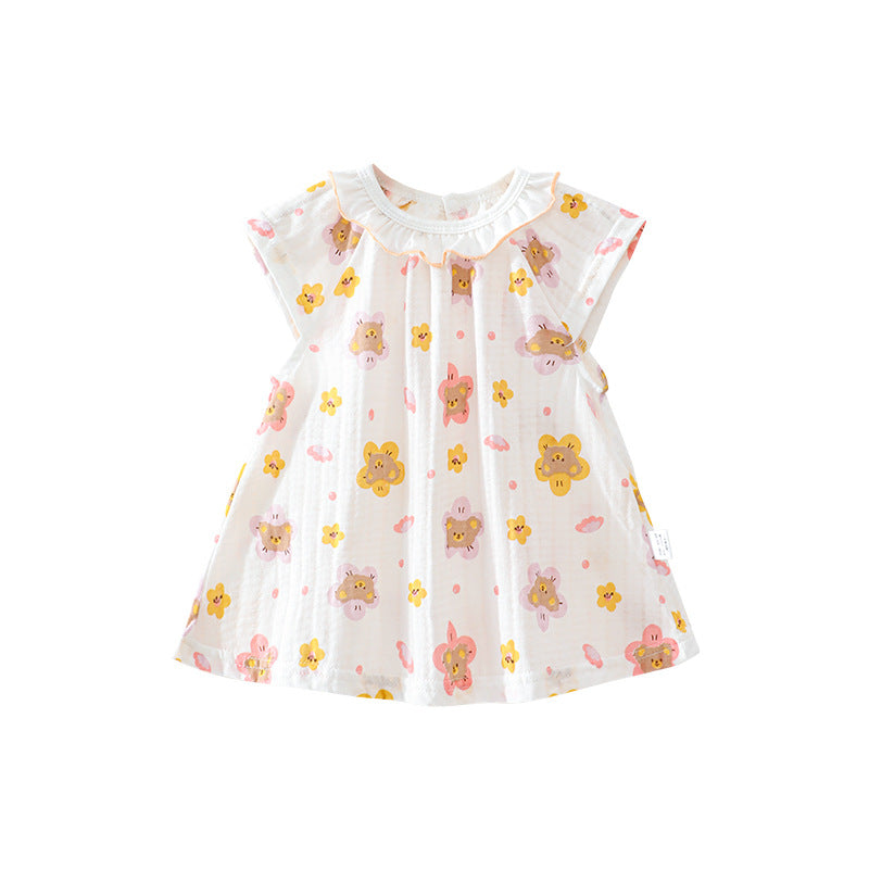 Korean children's floral skirts, girls' spring clothes, foreign girls, princess dresses, summer baby dresses, baby summer dresses