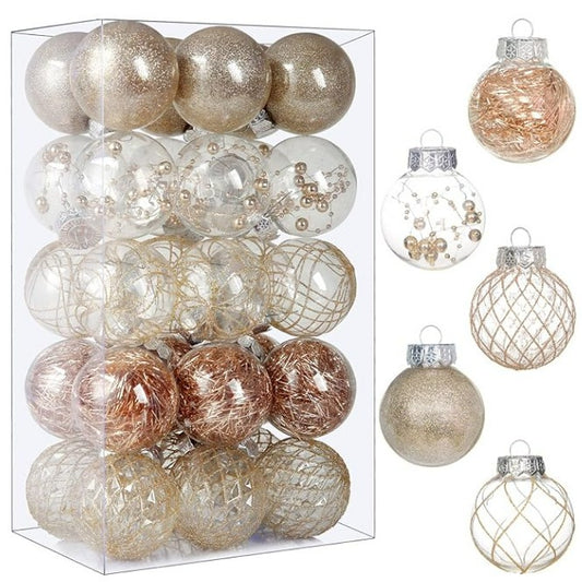 Christmas PET Transparent Ball Decoration Gift Box Christmas Tree Pendant Painted Ball Bouquet Decoration Ball Wedding 6cm 30pcs