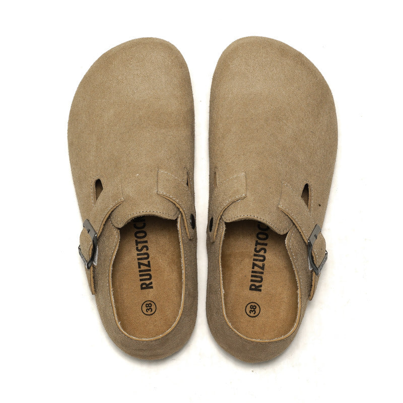 RUIZUSTOCK Autumn and Winter Women's Cork Casual Shoes Men's Unisex Scalp Shoes Single Shoes Scrub