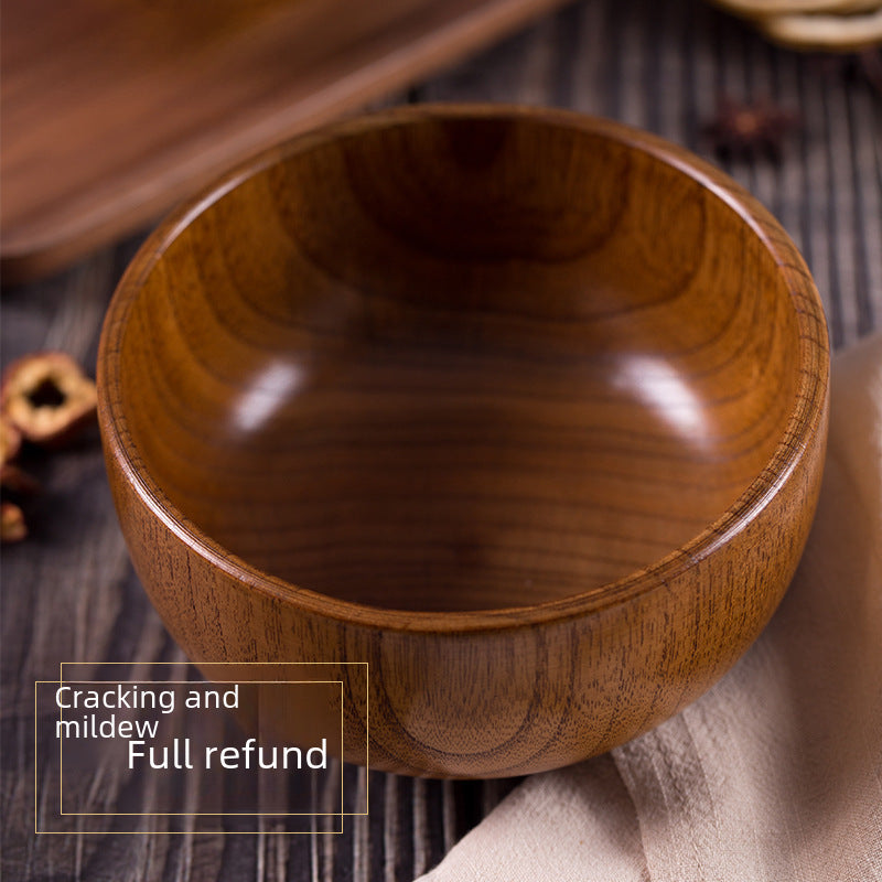 Japanese sour jujube wood bowl adult children's wooden bowl solid wood bowl instant noodle bowl home tableware factory direct sales