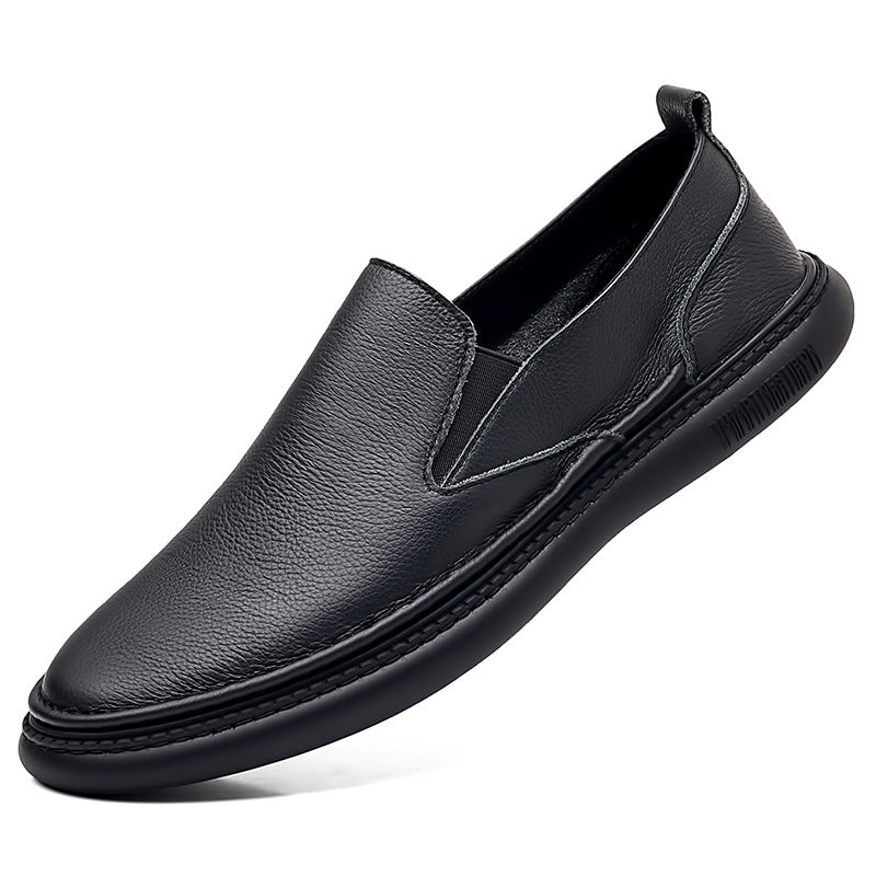 Top layer cowhide summer new men's casual leather shoes genuine leather men's breathable single shoes soft sole soft surface men's shoes shoes