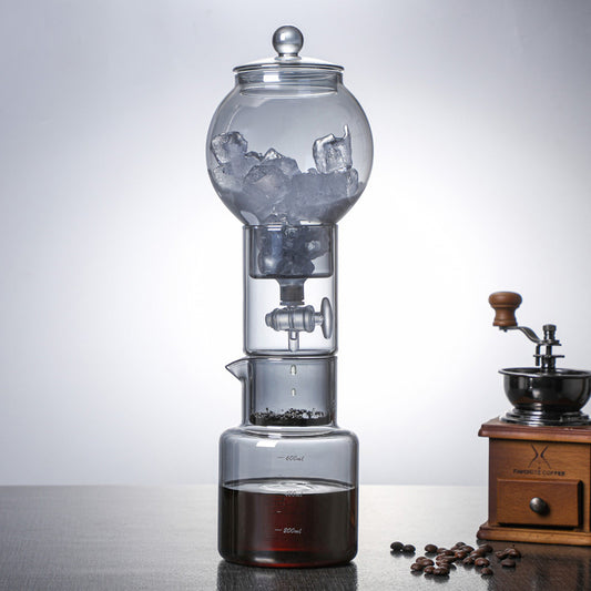 [New Smoke Grey Ice Drip Pot] Nordic Wind Glass Cold Brew Coffee Maker Set Drip Filter Ice Drip Pot