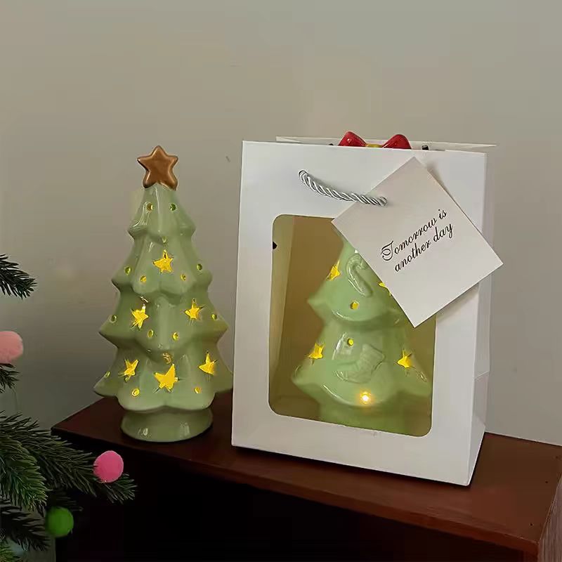 ins wind christmas tree star night light christmas atmosphere sense decoration to send girlfriends desktop ceramic ornaments gifts