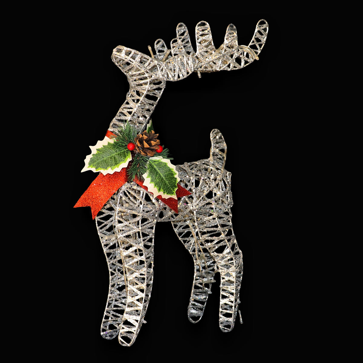 2025 Christmas Elk Wrought Iron Christmas Tree Bottom Decoration Glow Up Elk Christmas Decoration Deer Ornament Christmas Deer