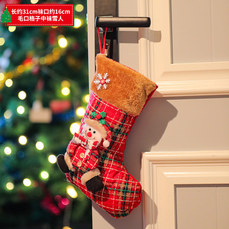 New Christmas decoration Christmas Eve Christmas stocking pendant gift Santa Claus kids Christmas gift bag wholesale