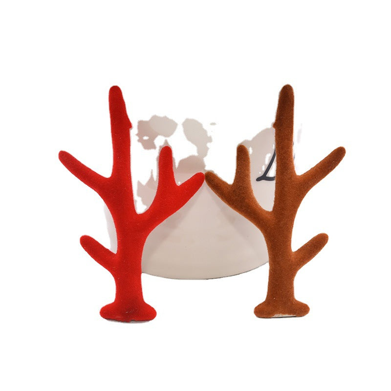 Artificial flocking antlers Christmas DIY hairpins hairpin headwear pair clip European and American headbands outfit cute accessories accessories