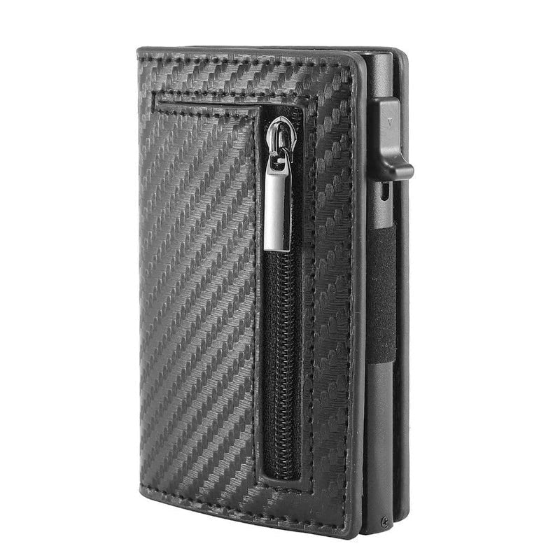 New Leather Men's Wallet Automatic Pop Up Credit Card Case Ultra-thin RFID Anti-Theft Card Case Metal Card Sleeve