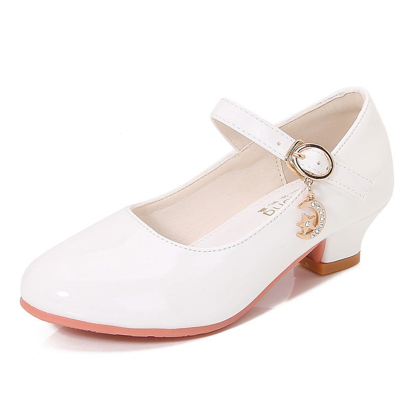 Girls High Heels 2025 New White Princess Leather Kids Shoes Performance Student Shoes 25-40 Size Kids Dance Shoes 5