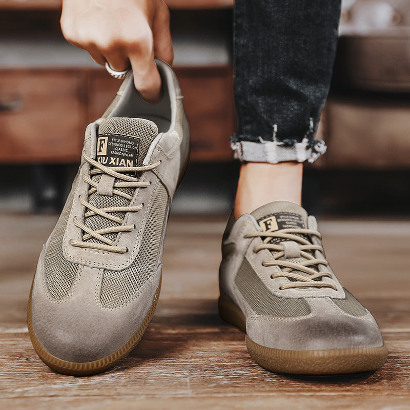 2024 cross-border large dock layer pigskin retro German training shoes breathable fashion men's plus-size casual shoes