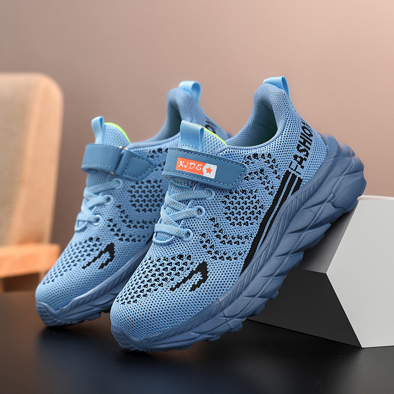 Manufacturers supply boys' sports shoes 2025 new flying knitting lightweight cross-border leisure running shoes for middle and university children and students