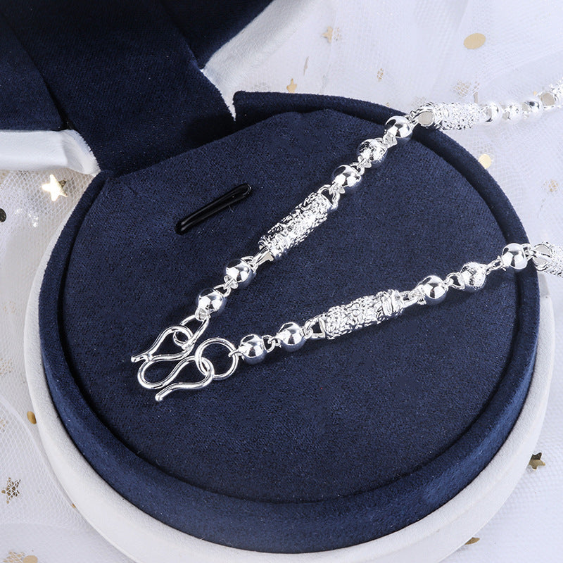 High quality electroplating S925 silver trend men's beads simple jewelry high-end snake bone chain light luxury jewelry necklace