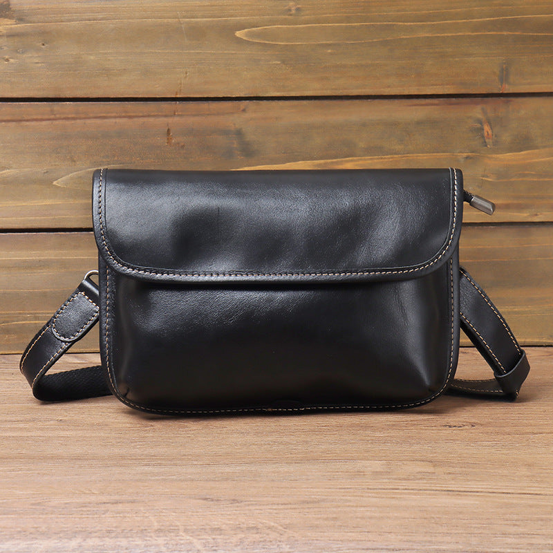 Top layer cowhide men's shoulder bag, fashionable casual tiger head bag, leather crossbody bag, vegetable tanned leather men's bag, trendy pouch