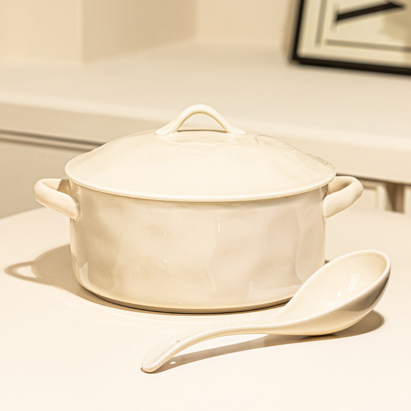 Binaural soup bowl household big bowl with lid high-quality deep noodle bowl soup pot large ceramic drink soup soup 2023 new