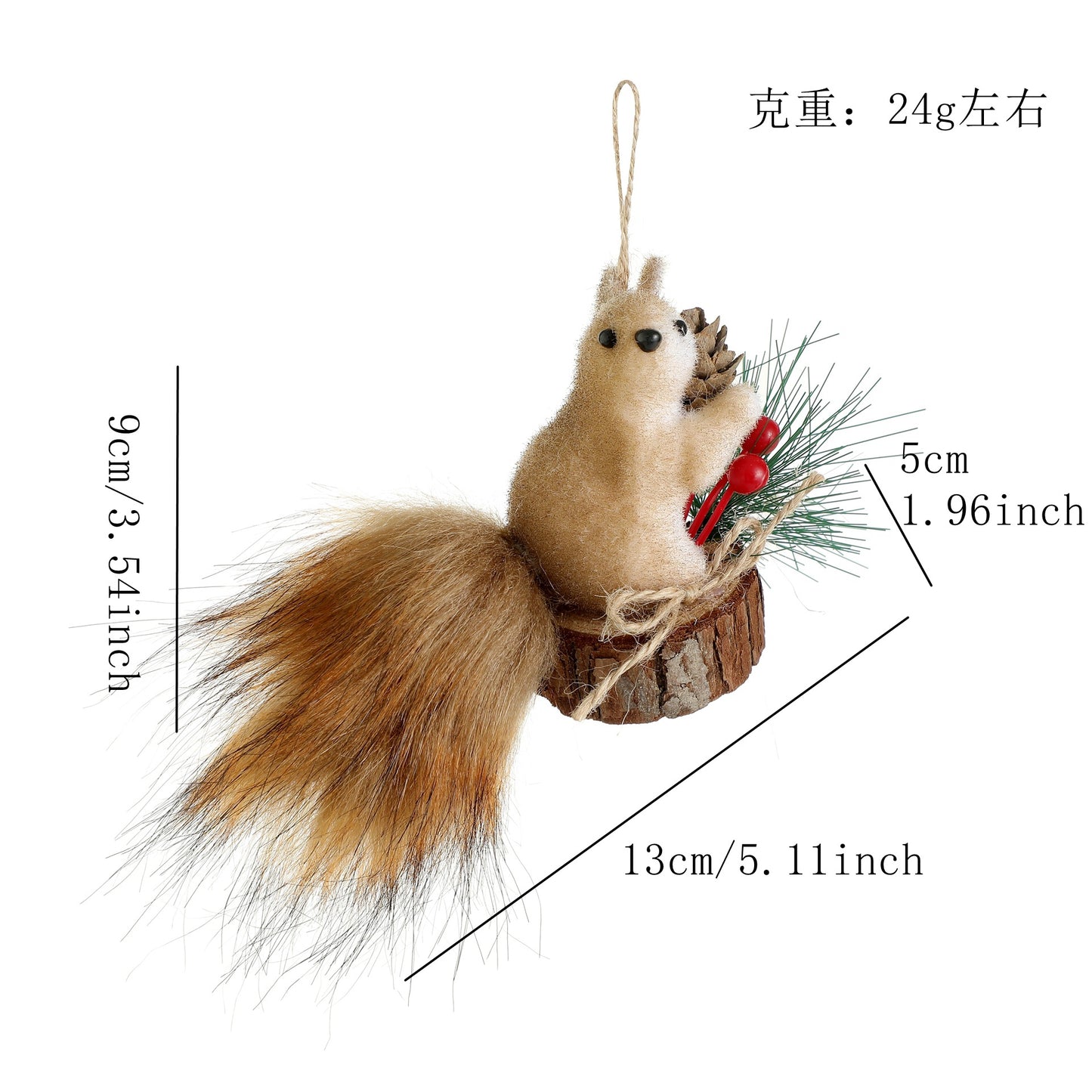 Cross-border new squirrel doll decoration Christmas decoration simulation squirrel pendant Christmas tree creative decoration