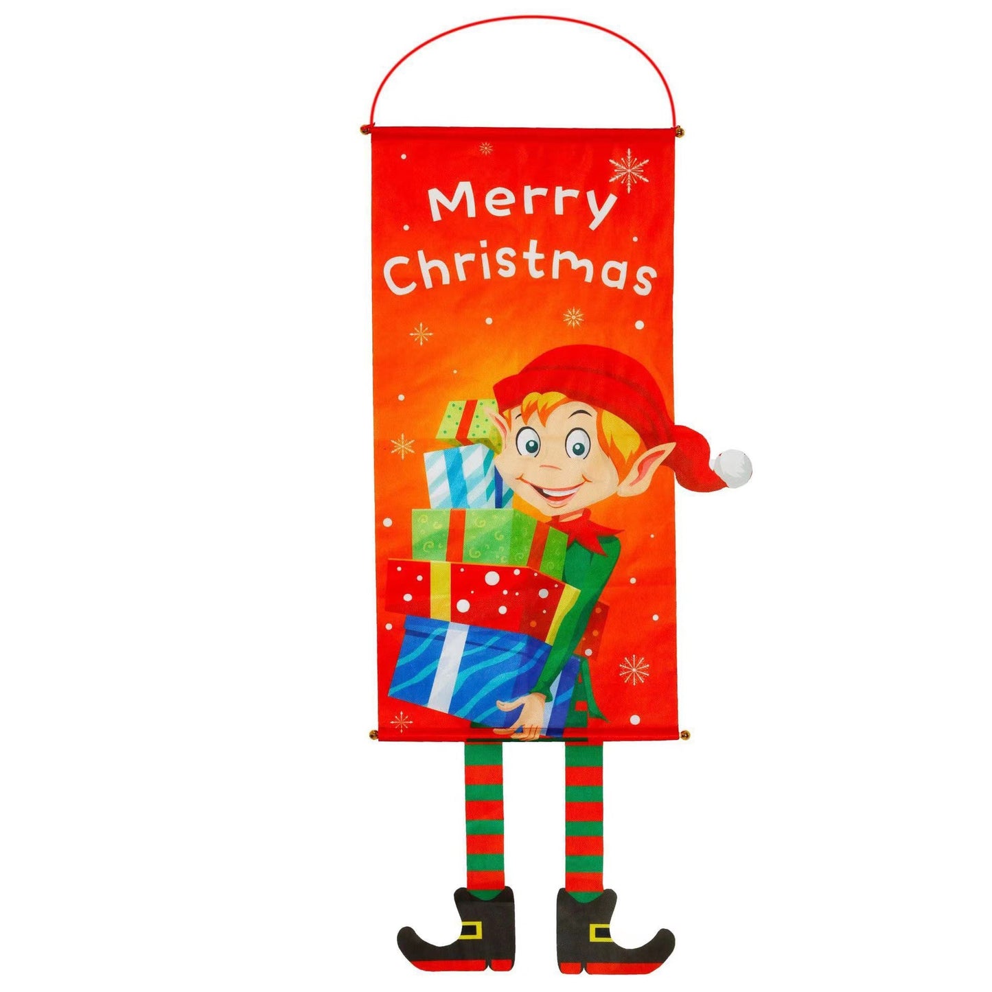 Cross-border classic plaid Christmas flag decoration couplet lantern elf family restaurant KTV shopping mall holiday decoration