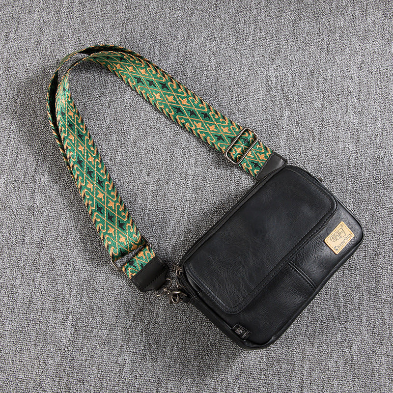 threebox youth crossbody bag personality men's leather small shoulder bag casual vintage shoulder bag fashion messenger bag