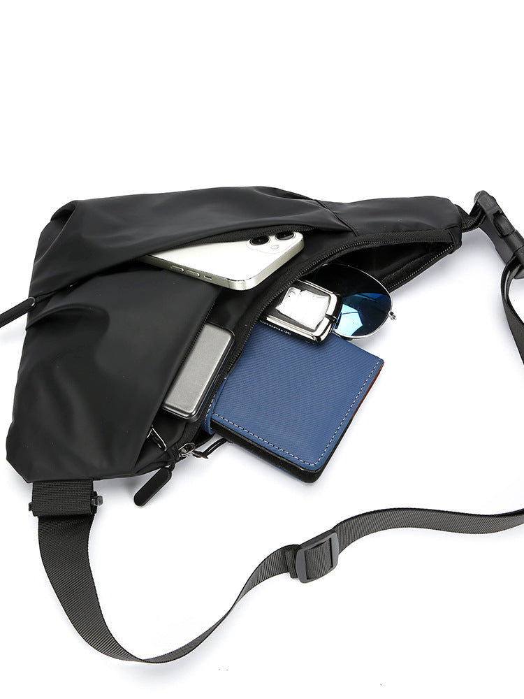 Cross-border new triangle bag casual men's leather film large capacity crossbody bag fashionable outdoor water-repellent shoulder bag