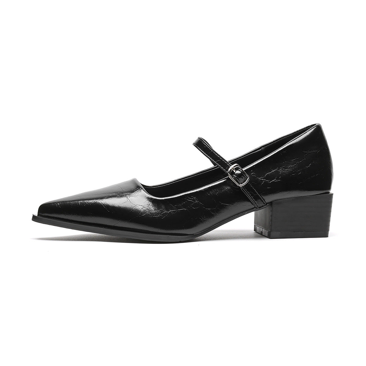 Sheepskin version ~ pointed toe vintage Mary Jane shoes soft leather slotted strap pumps high heels commuter women's shoes