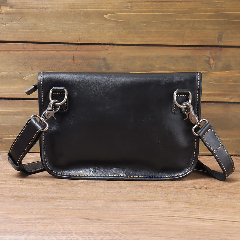 Top layer cowhide men's shoulder bag, fashionable casual tiger head bag, leather crossbody bag, vegetable tanned leather men's bag, trendy pouch