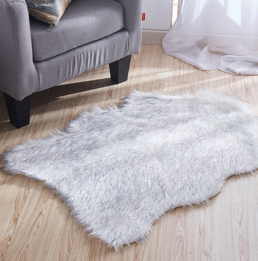 Luxury Dark Grey Faux Fur Decorative Rug 28" x 39"