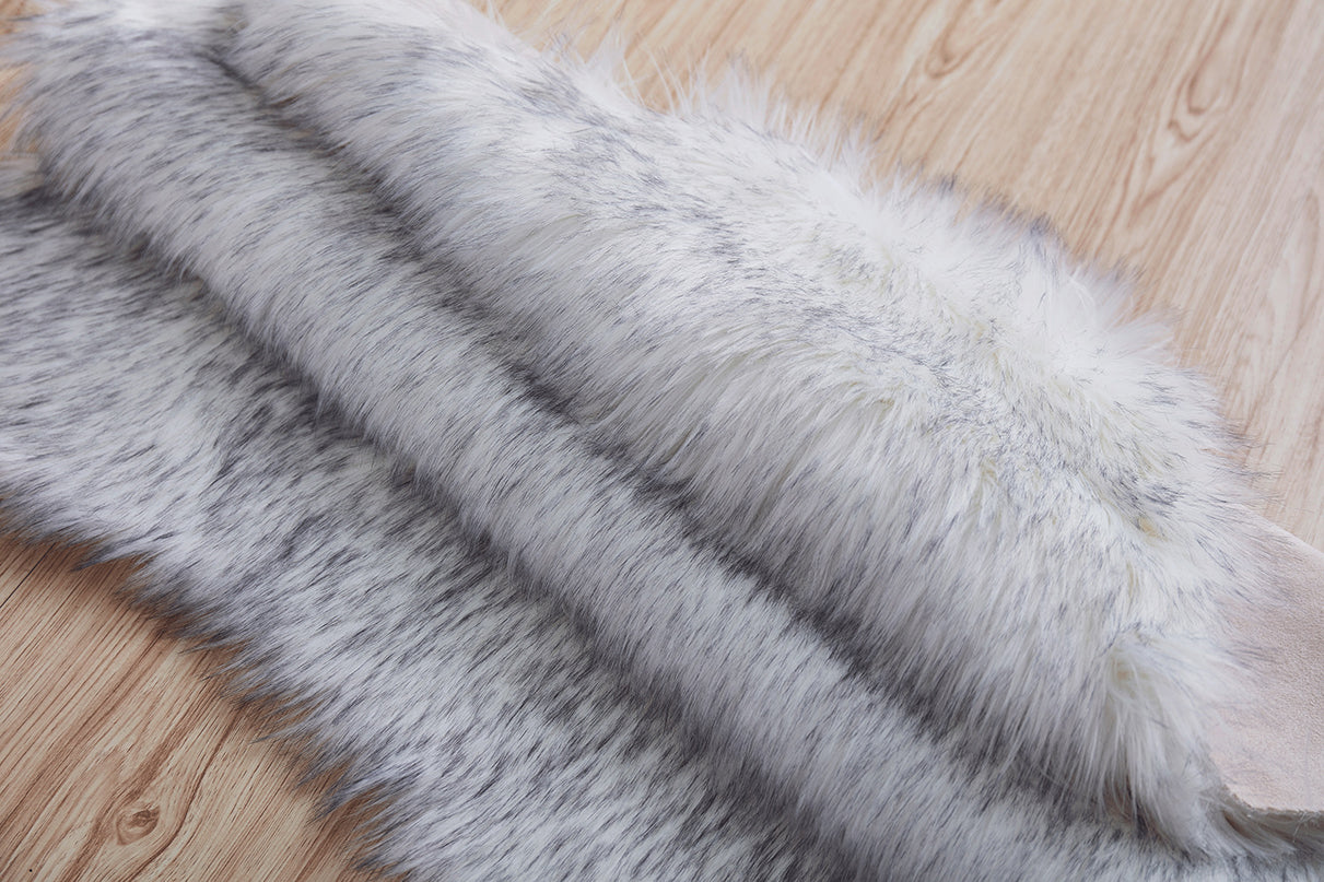 Luxury Dark Grey Faux Fur Decorative Rug 28" x 39"