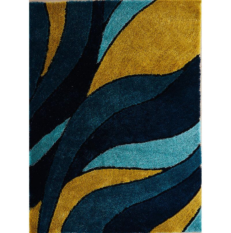 Aria Yellow and Blue Shag Area Rug