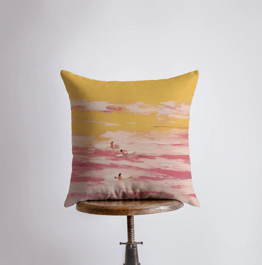 Sunset Surf | Abstract | Gouache Painting | Coastline Ocean | Throw