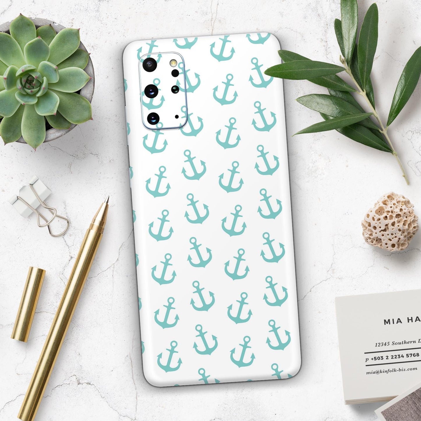 Teal Micro Anchors - Skin-Kit for the Samsung Galaxy S-Series S20, S20