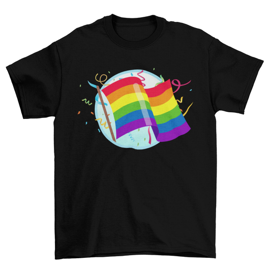 Gay pride flag with confetti t-shirt