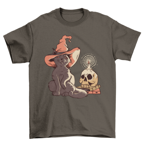 Halloween witch cat t-shirt design