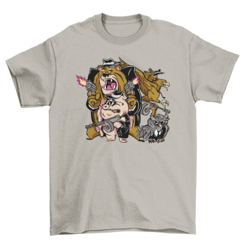 Cartoon mafia animals t-shirt