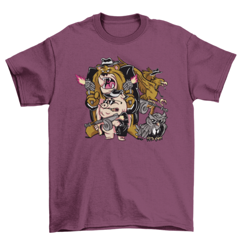 Cartoon mafia animals t-shirt