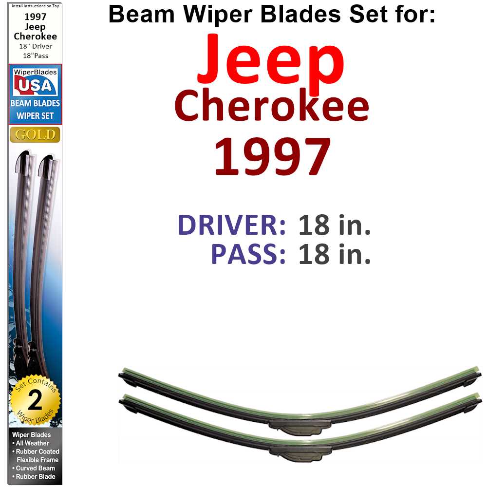 Beam Wiper Blades for 1997 Jeep Cherokee (Set of 2)