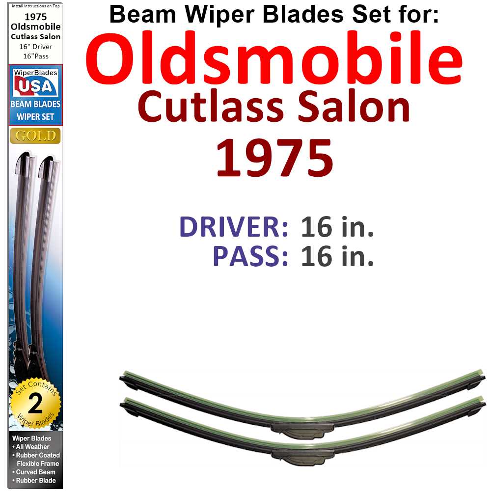 Beam Wiper Blades for 1975 Oldsmobile Cutlass Salon (Set of 2)