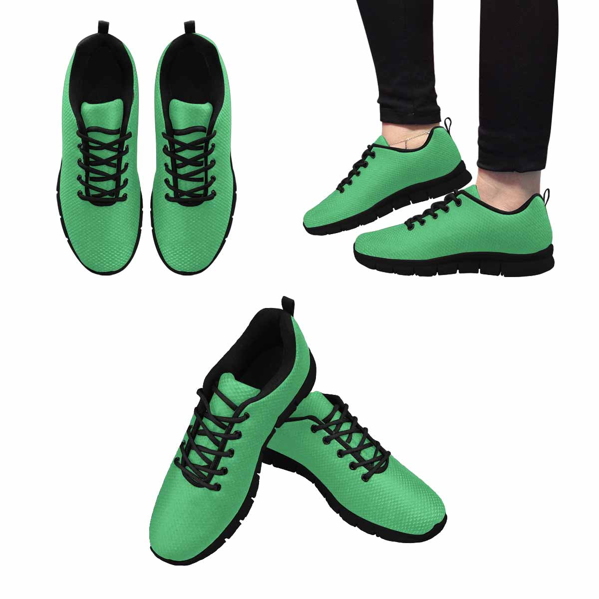 Sneakers For Men, Emerald Green - Canvas Mesh Athletic Running Shoes