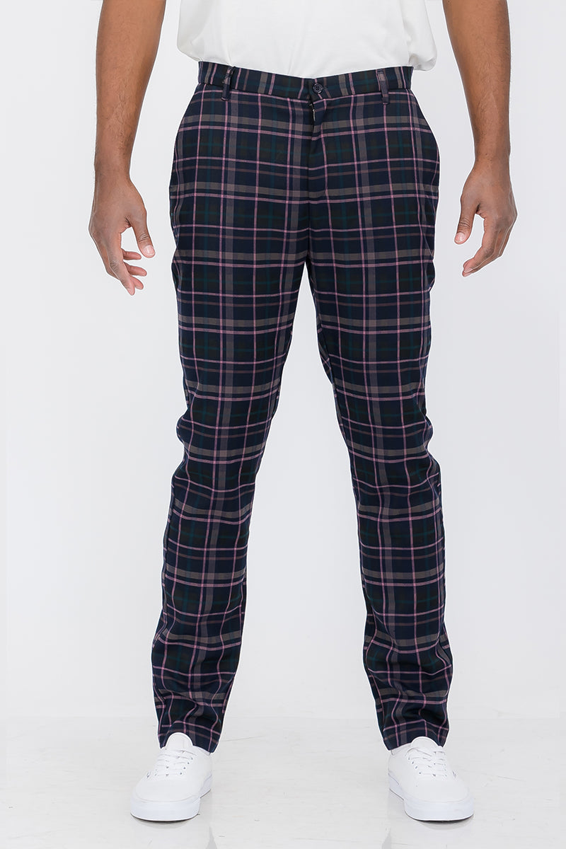 Plaid Slim Fit Trouser Pants