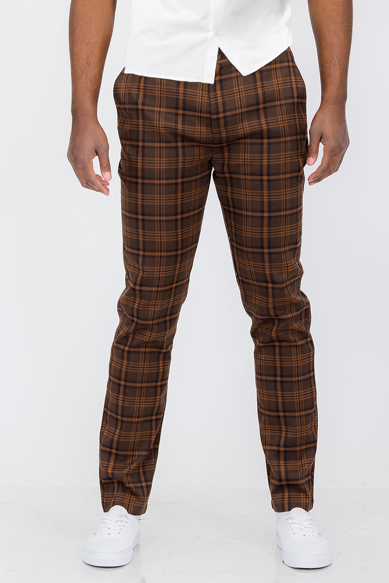 Plaid Slim Fit Trouser Pants