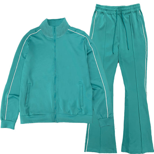 Flare Stacked Track Suit Matching Jacket and Pants Track Sweat Set