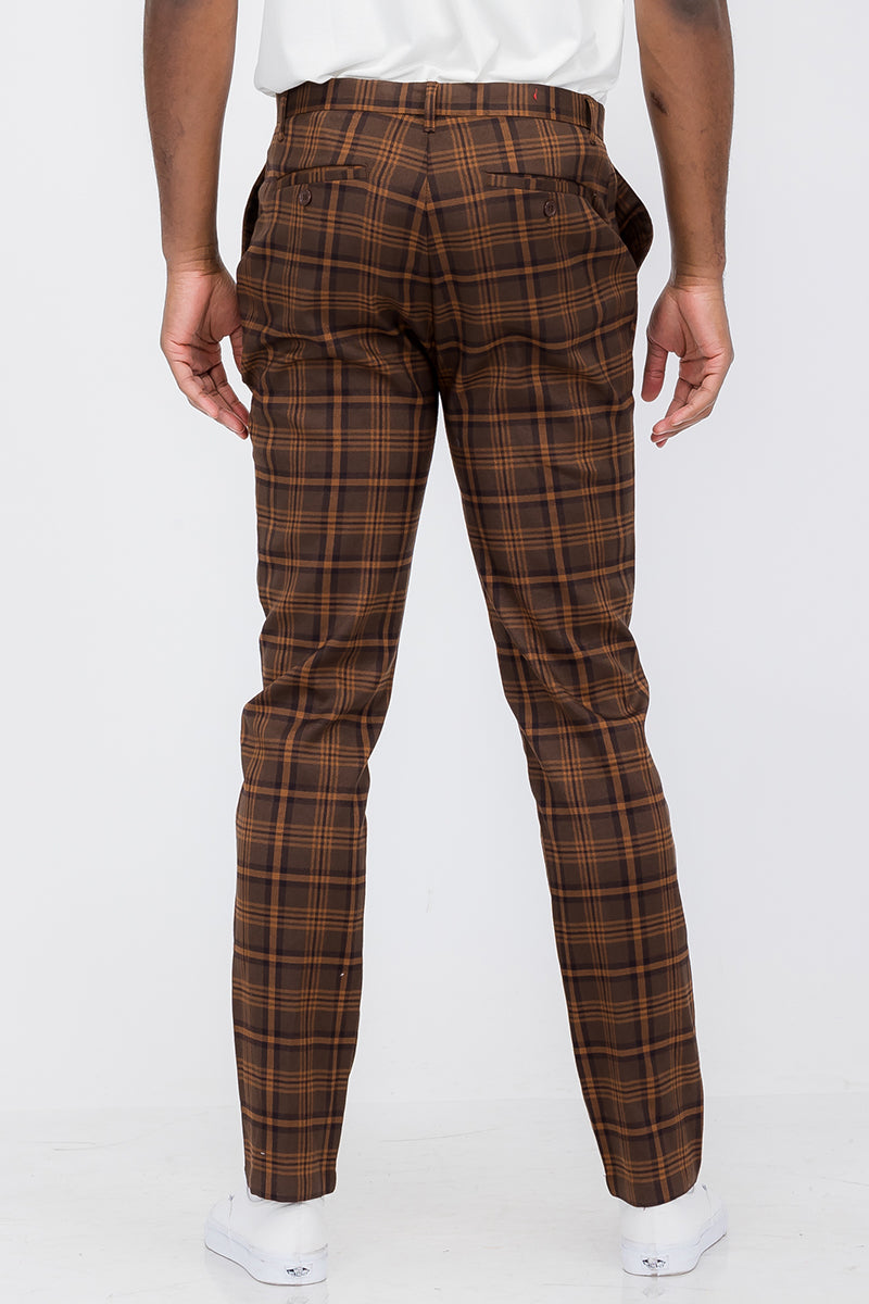 Plaid Slim Fit Trouser Pants