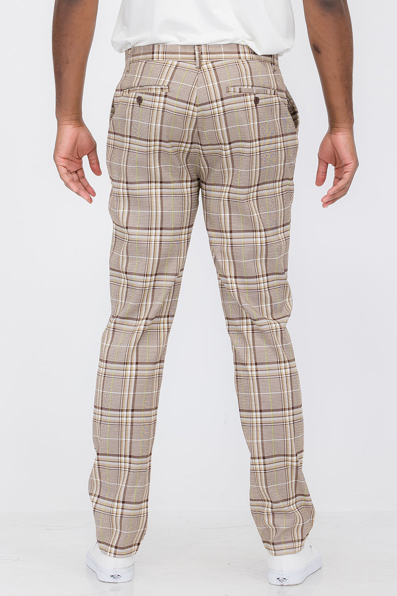 Plaid Slim Fit Trouser Pants